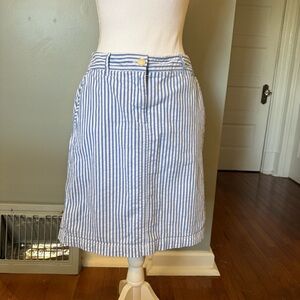 Talbots Cotton Stripe A-line Skirt Belt loops Pockets Knee Length Preppy Size 8